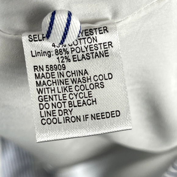 Alex Marie Fit Flare Dress Womens 10 Pinstripe Cinch Puff Sleeve Classy Minimal - Picture 9 of 14